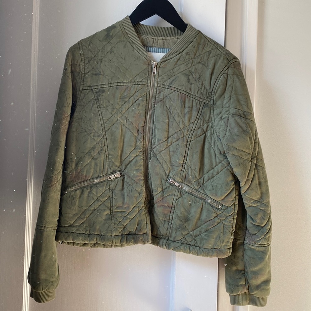 Green quilted Anthropologie jacket
